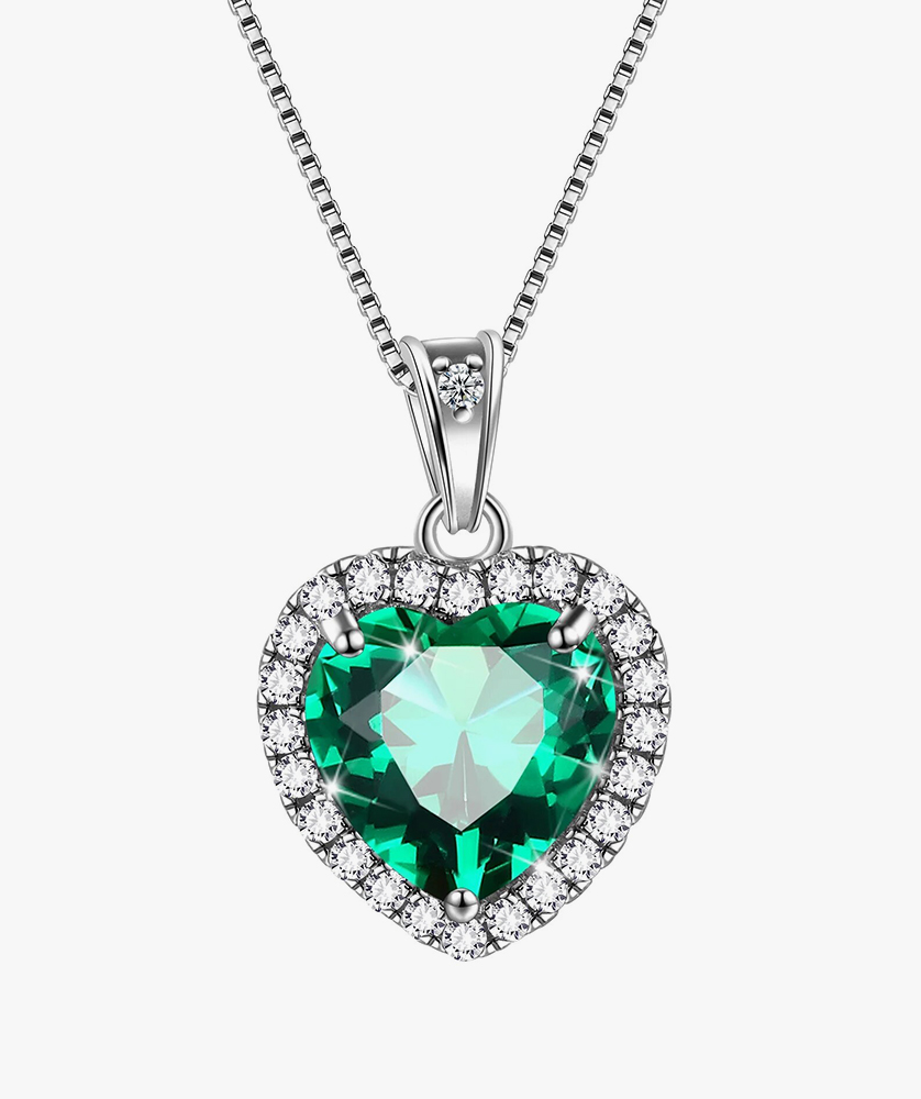 Heart Necklace Women Girls Birthstone Necklace Pendant Jewelry